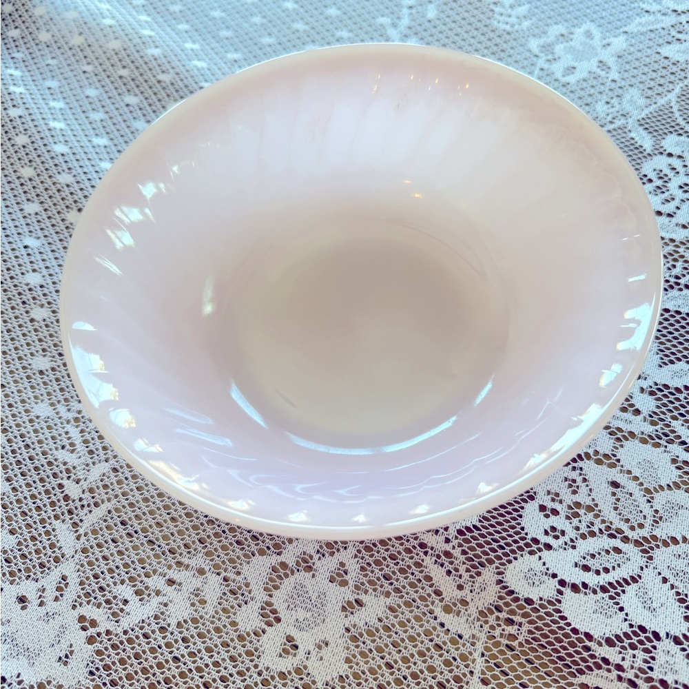 Rare Find Vintage Fire King Pink Swirl Round Serving Bowl 8 inch